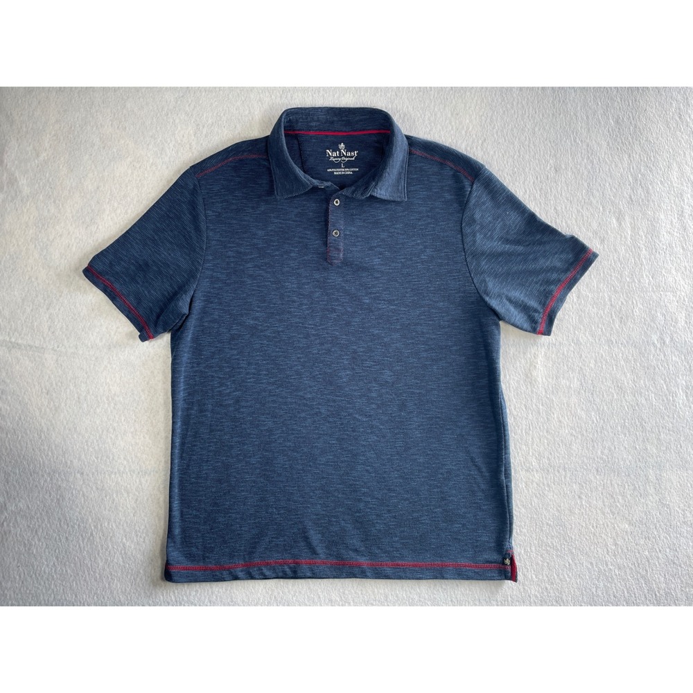 Nat Nast Luxury Originals Mens Large Blue Space Dye Polo Golf Travel Vacation